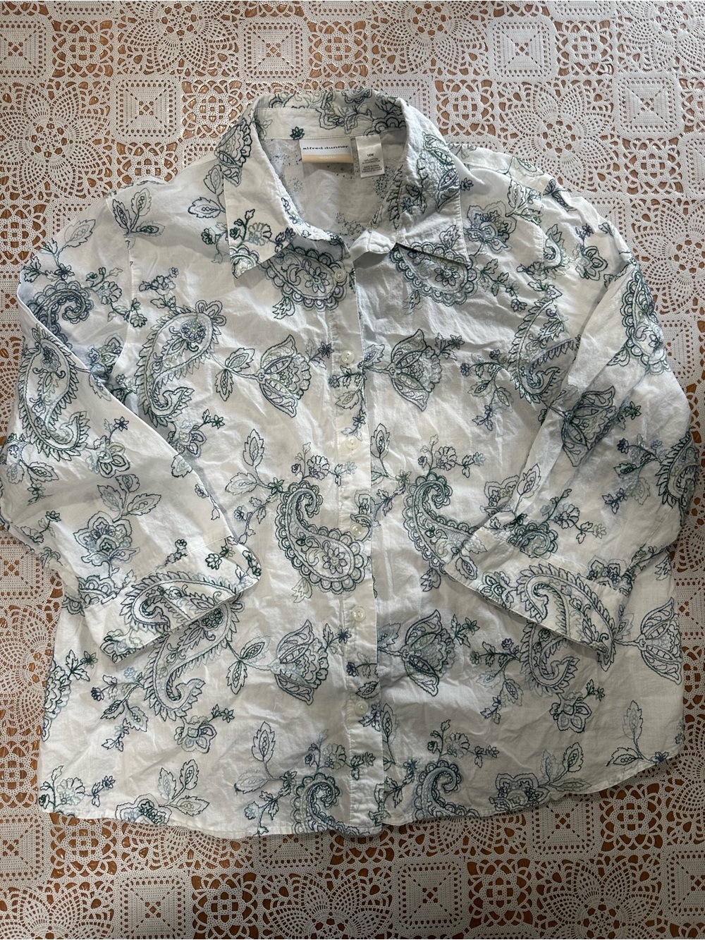 Alfred Dunner Woman 18W Paisley Floral Cotton Button Down Shirt
